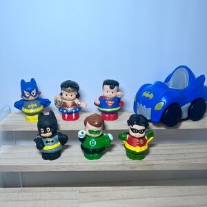 Fisher Price Little People DC Character Lot 6 Figures and Car